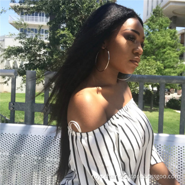 Hot Raw Indian Remy Human Hair  Kinky Straight Swiss Lace Frontal Closure 13 x 4  Perm Light Yaki Frontal